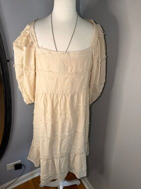 Listicle 100% Cotton Cream Midi Dress